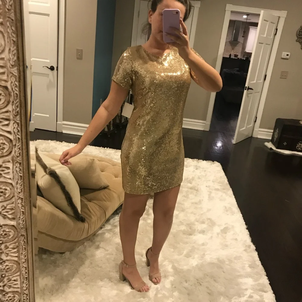 LULU’S - Gold Sequin Mini Dress - Picture 10 of 11